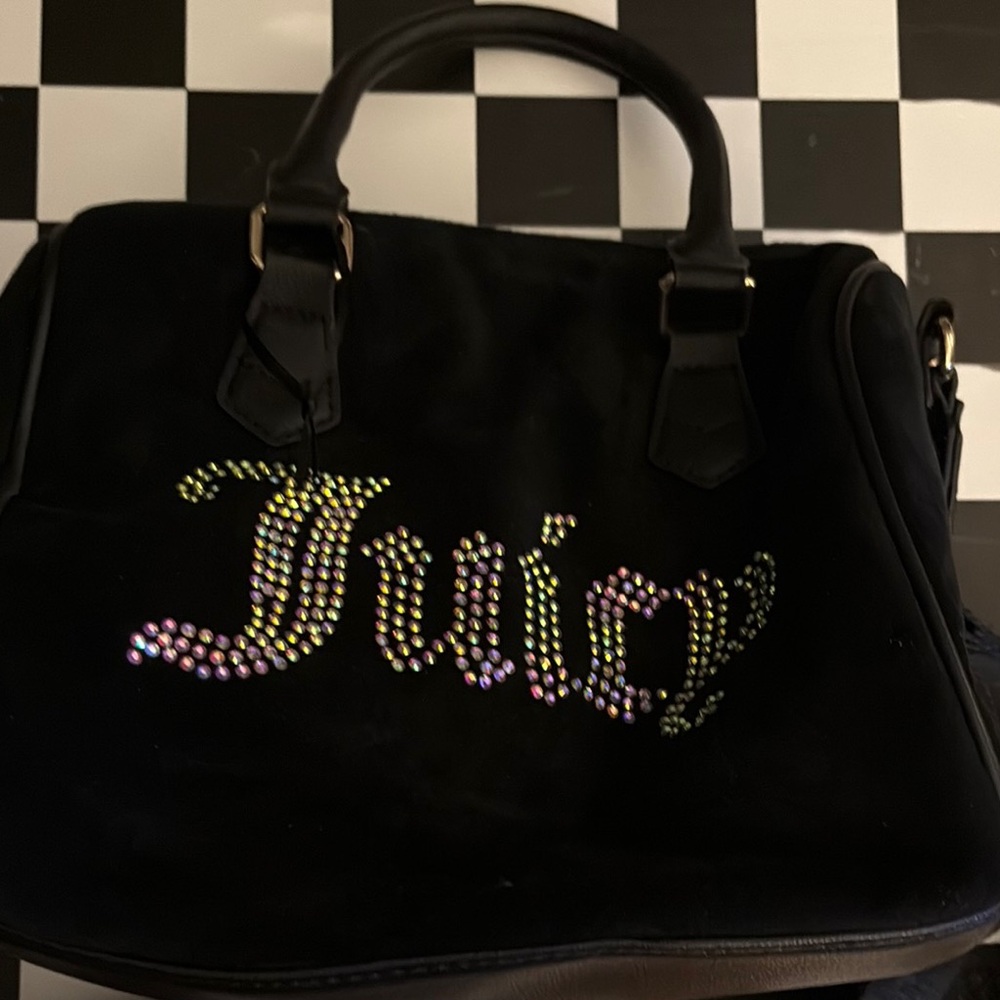 Juicy Couture Black Handbag with Rhinestone Logo